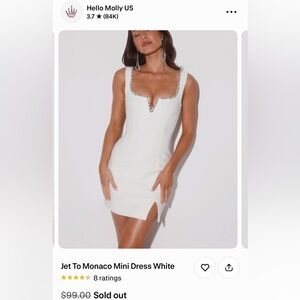 Hello Molly White Crystal-Trim Scoop Mini Dress